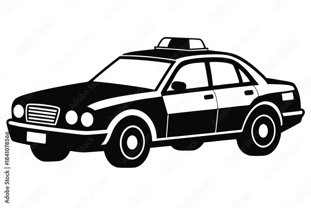 Fototapeta premium police car silhouette line art vector illustration with a white background
