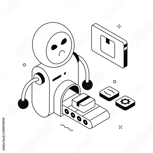 A visually appealing isometric illustration of ai automation