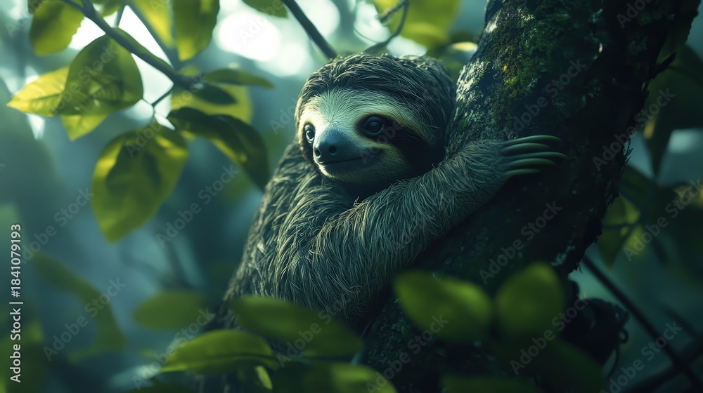 Fototapeta premium slotty on tree branch.