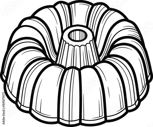 Bundt cake pan outline vector illustration drawing baking kitchenware eps silhouette