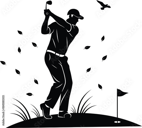 Golf player silhouette vector illustration for golf design and graphics eps