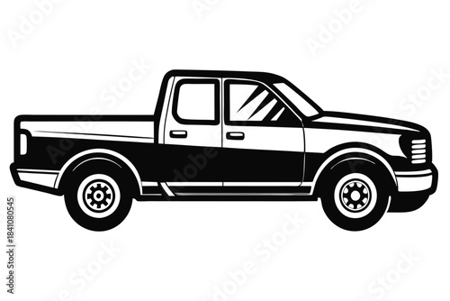pickup silhouette line art vector illustration with a white background