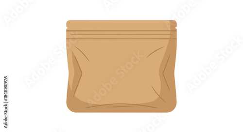 Creased brown pouch isolated against a clean white background, showcasing a simple and minimalist design with a focus on texture and shape