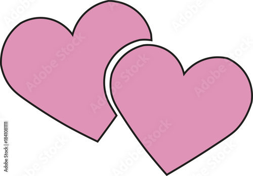 Pink heart shapes symbolizing romance and affection.