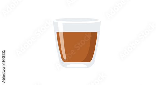 Illustration of a glass of oolong milk tea isolated on a white background, featuring a minimalist style with clean lines and a serene atmosphere
