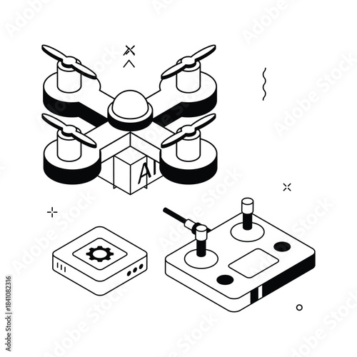 Creatively designed amazing isometric illustration of drone technology