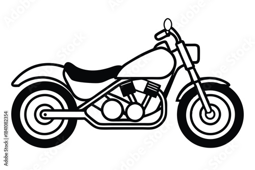 motorcycle silhouette line art vector illustration with a white background