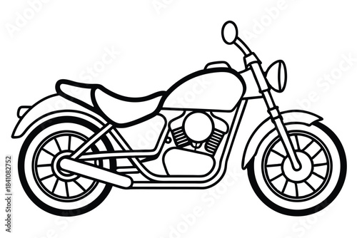 motorcycle silhouette line art vector illustration with a white background