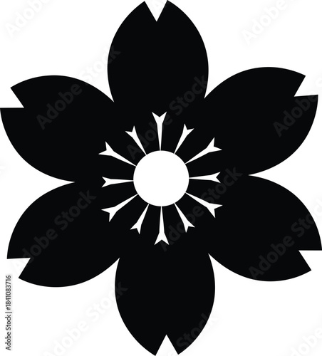 Black cherry blossom flower vector illustration japanese sakura design eps silhouette