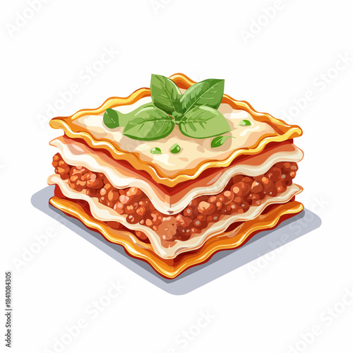 Traditional lasagna made with minced beef bolognese sauce