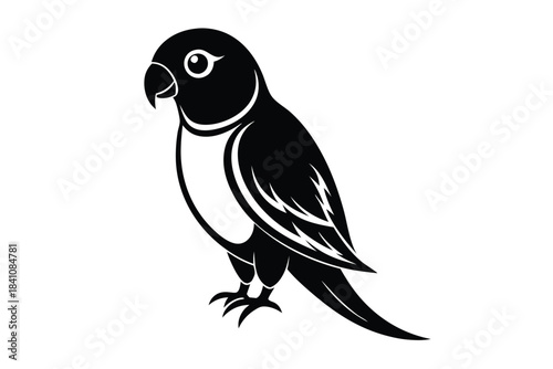 lovebird silhouette line art vector illustration with a white background