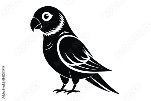 lovebird silhouette line art vector illustration with a white background