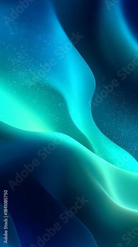 Abstract Wavy Gradient Background with Teal and Blue Hues, Sparkly Texture