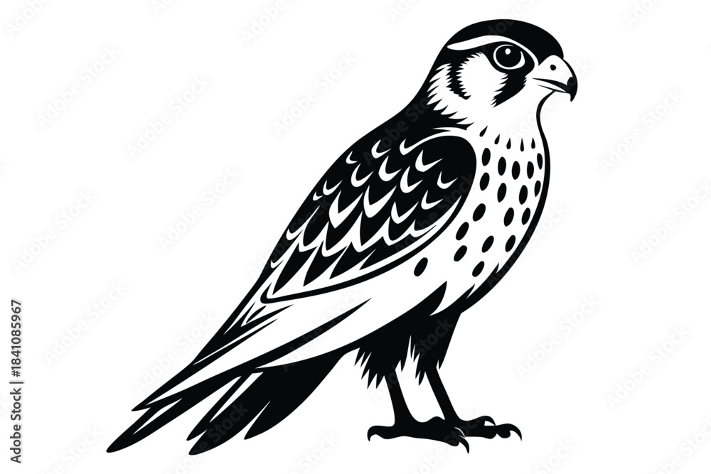 Fototapeta premium kestrel silhouette line art vector illustration with a white background