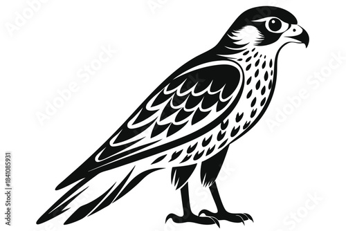 Tablou pe pânză kestrel silhouette line art vector illustration with a white background