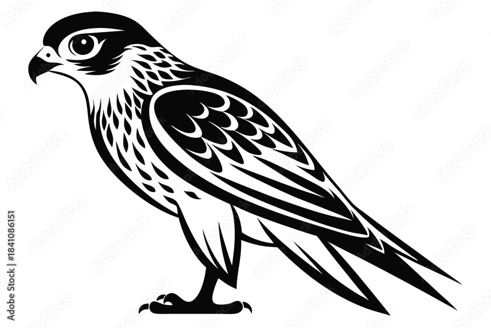 Fototapeta premium kestrel silhouette line art vector illustration with a white background