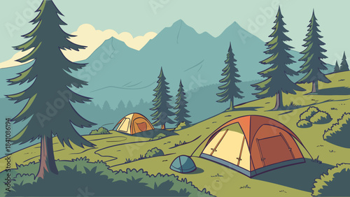 camping in the forest
