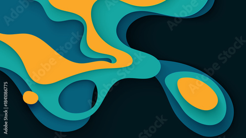 Colorful abstract splash papercut background illustration