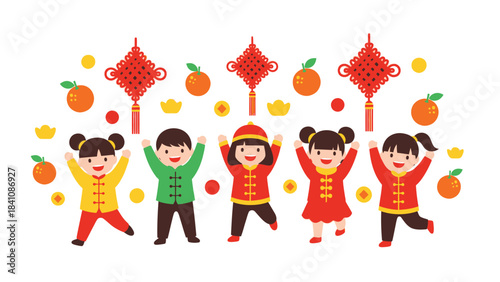 Celebrating Lunar New Year with Children and Traditional Decorations