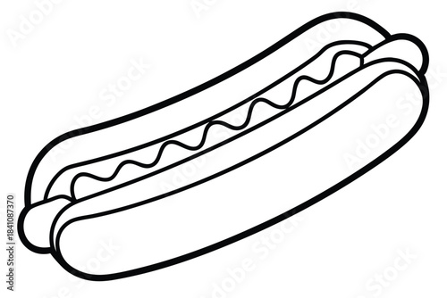 hot dog silhouette line art vector illustration with a white background