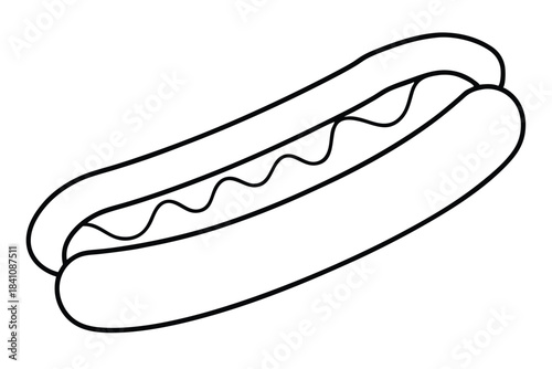 hot dog silhouette line art vector illustration with a white background