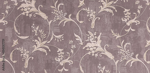 Floral old retro vintage ornament wallpaper on background. Cute ornament floral pattern. Background design. Vintage wallpaper