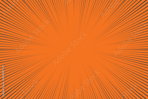Radial comics style lines isolated on orange background. speed abstract. Vector illustration	