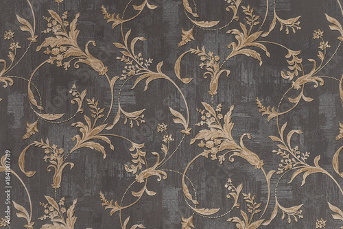 Floral old retro vintage ornament wallpaper on background. Cute ornament floral pattern. Background design. Vintage wallpaper