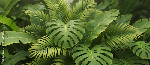 Lush Green Tropical Palm Leaf Close-up