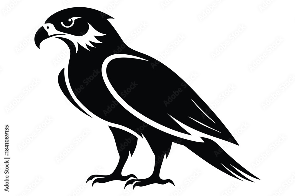 Fototapeta premium hawk silhouette line art vector illustration with a white background