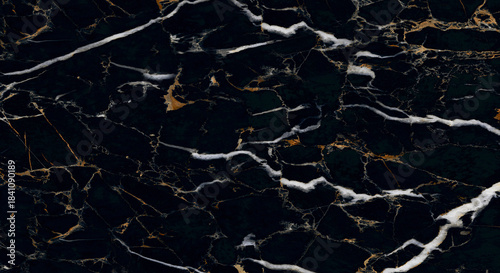 Black marble texture with striking white and gold veins