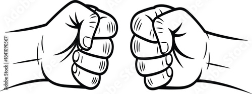 Two hands with clenched fists ready to fight, aggression, strength, power, solidarity, protest, anger vector