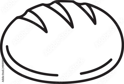 Artisanal Loaf: A simple yet elegant illustration of a freshly baked loaf of bread, ideal for culinary, bakery, and food-related projects.