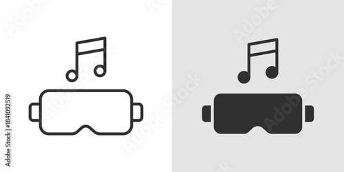 VR Concert Icon concert icon showing a virtual reality headset with music notes or a stage, representing immersive live music experiences, virtual performances, and digital entertainment.