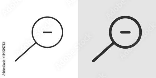 Zoom Out Icon magnifying glass with minus symbol, reduce view or shrink illustration, focus adjustment, interface tool, minimal flat design.