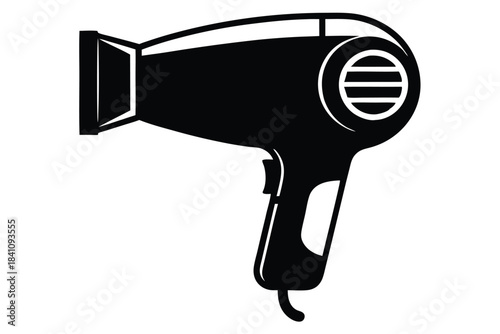 hairdryer silhouette line art vector illustration with a white background