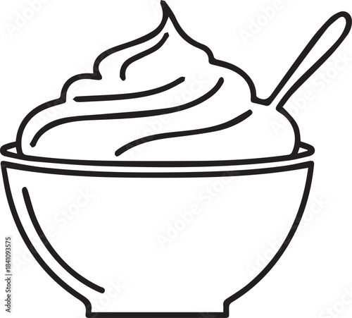 Creamy Dessert Delights: An enticing glimpse of a bowl brimming with creamy, smooth whipped dessert, with a delicate spoon, perfect for any sweet indulgence.