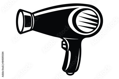hairdryer silhouette line art vector illustration with a white background