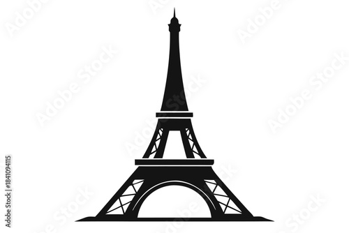 eiffel tower silhouette line art vector illustration with a white background