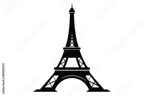 eiffel tower silhouette line art vector illustration with a white background