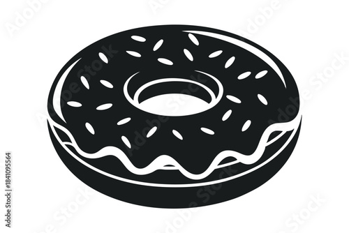 donut silhouette line art vector illustration with a white background