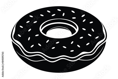 donut silhouette line art vector illustration with a white background