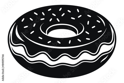 donut silhouette line art vector illustration with a white background