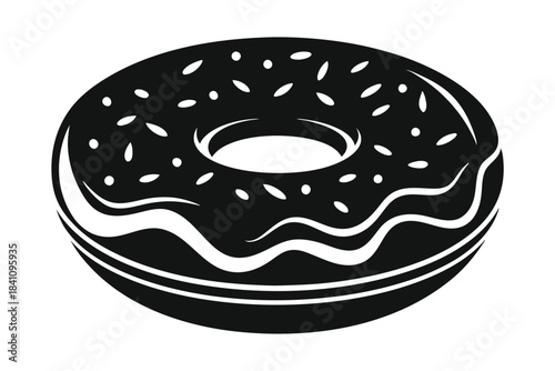 donut silhouette line art vector illustration with a white background
