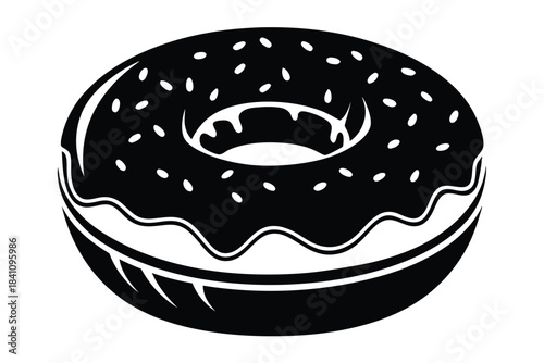 donut silhouette line art vector illustration with a white background