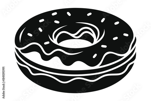 donut silhouette line art vector illustration with a white background