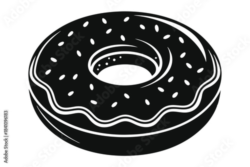 donut silhouette line art vector illustration with a white background