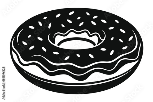 donut silhouette line art vector illustration with a white background