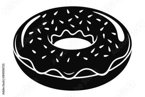 donut silhouette line art vector illustration with a white background