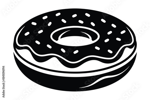 donut silhouette line art vector illustration with a white background
